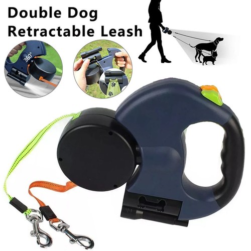 Dual pet leash retractable - dual,