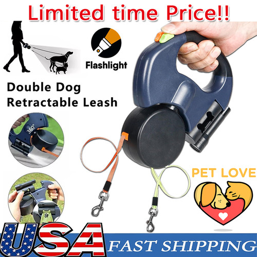 Dual pet leash retractable - pet,