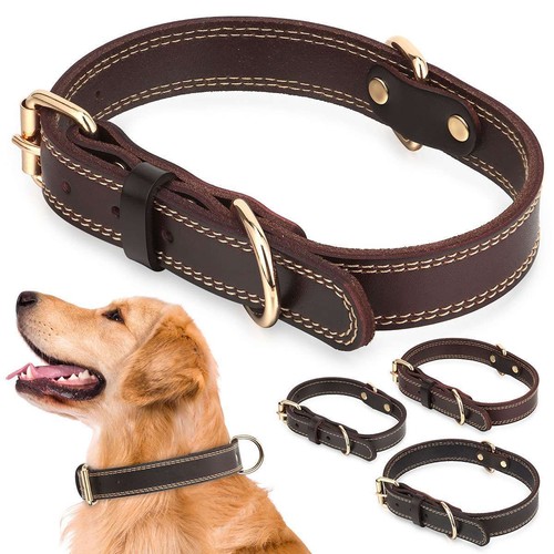 Genuine leather dog - leather, collar